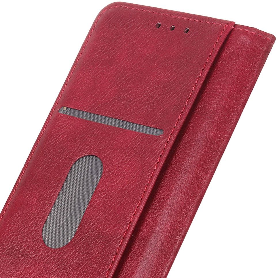 OnePlus 8T Book Case Hoesje Litchi Skin Wallet Rood afbeelding 8