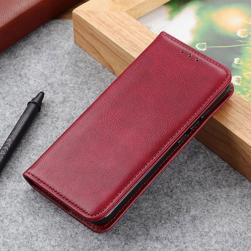 OnePlus 8T Book Case Hoesje Litchi Skin Wallet Rood afbeelding 9