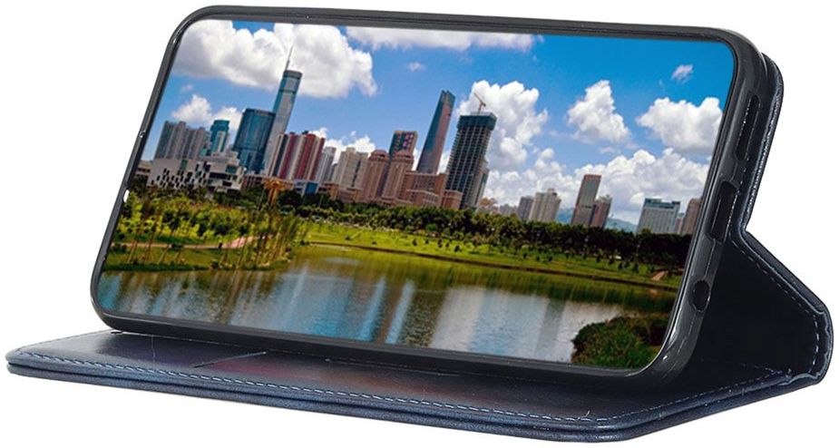 OnePlus 8T Book Case Hoesje Litchi Skin Wallet Blauw afbeelding 7