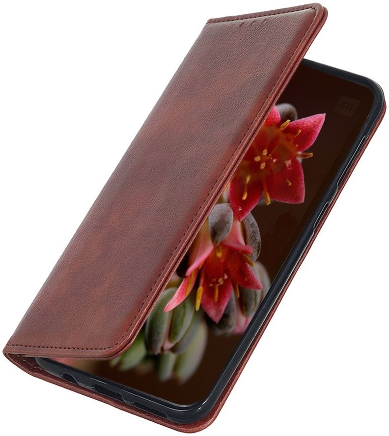 OnePlus 8T Book Case Hoesje Litchi Skin Wallet Bruin afbeelding 6