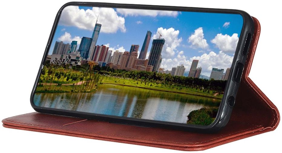 OnePlus 8T Book Case Hoesje Litchi Skin Wallet Bruin afbeelding 7