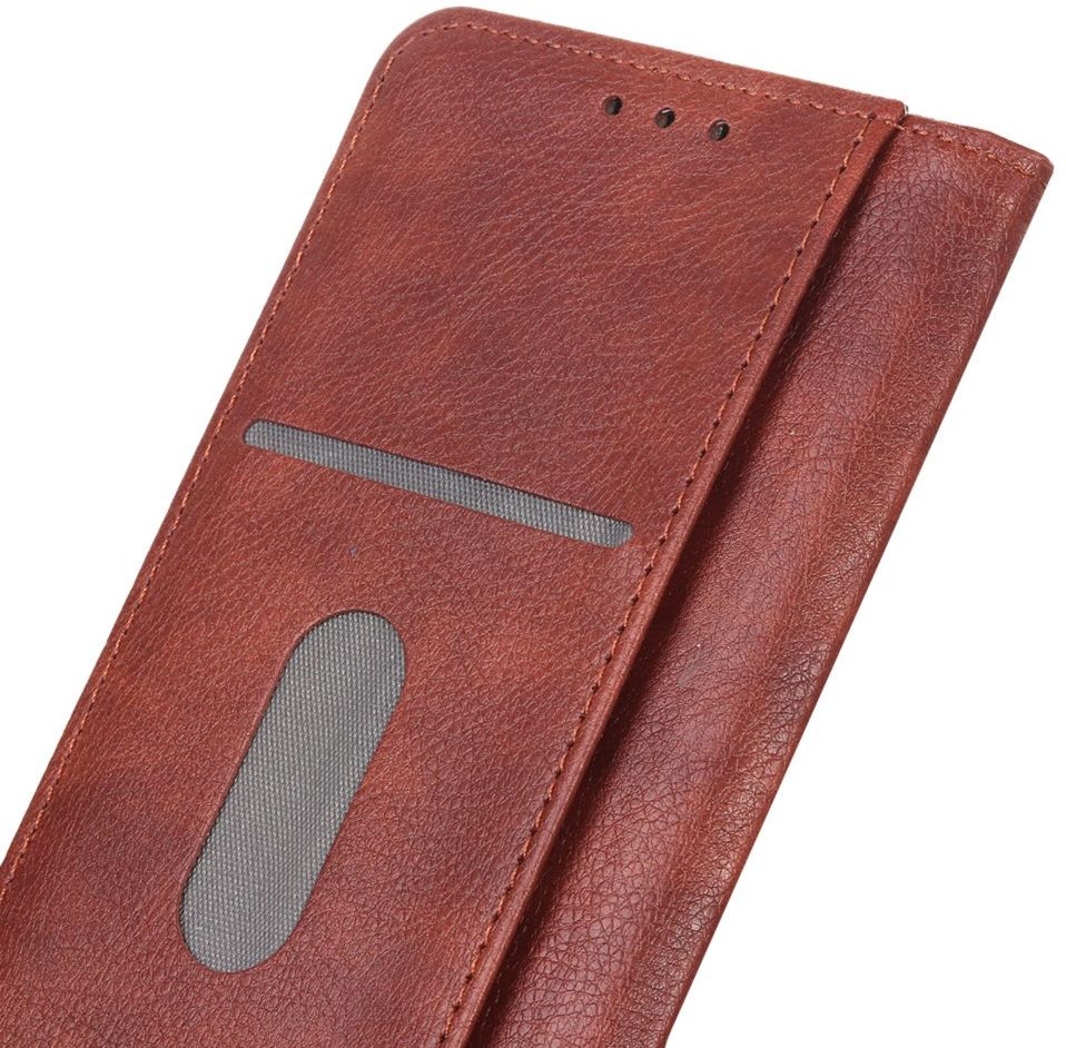 OnePlus 8T Book Case Hoesje Litchi Skin Wallet Bruin afbeelding 8