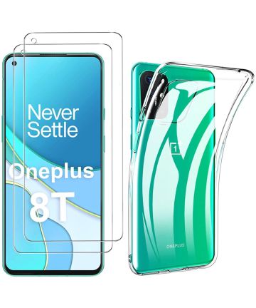 OnePlus 8T Soft Case + Screen Protector Transparant Hoesjes