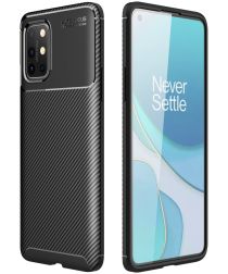 OnePlus 8T Back Cover Hoesje Siliconen Carbon Zwart