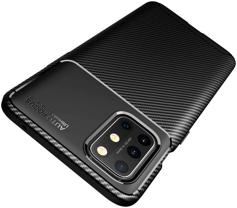 OnePlus 8T Back Cover Hoesje Siliconen Carbon Zwart afbeelding 4