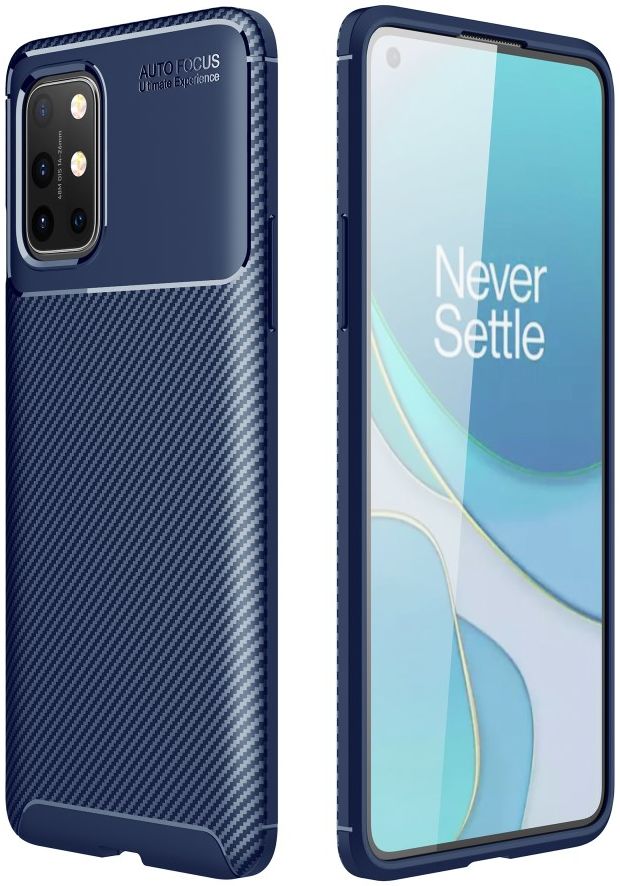 OnePlus 8T Back Cover Hoesje Siliconen Carbon Blauw afbeelding 1