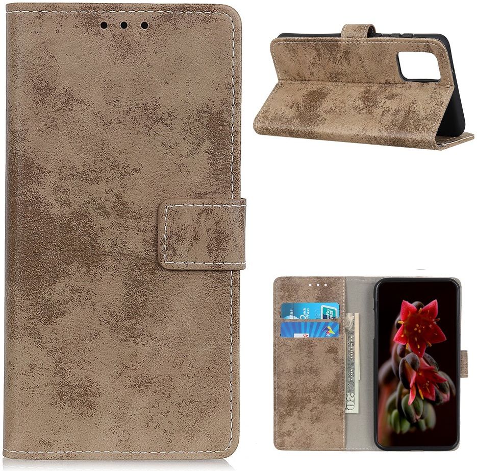 OnePlus 8T Book Case Hoesje Retro Wallet Khaki afbeelding 4