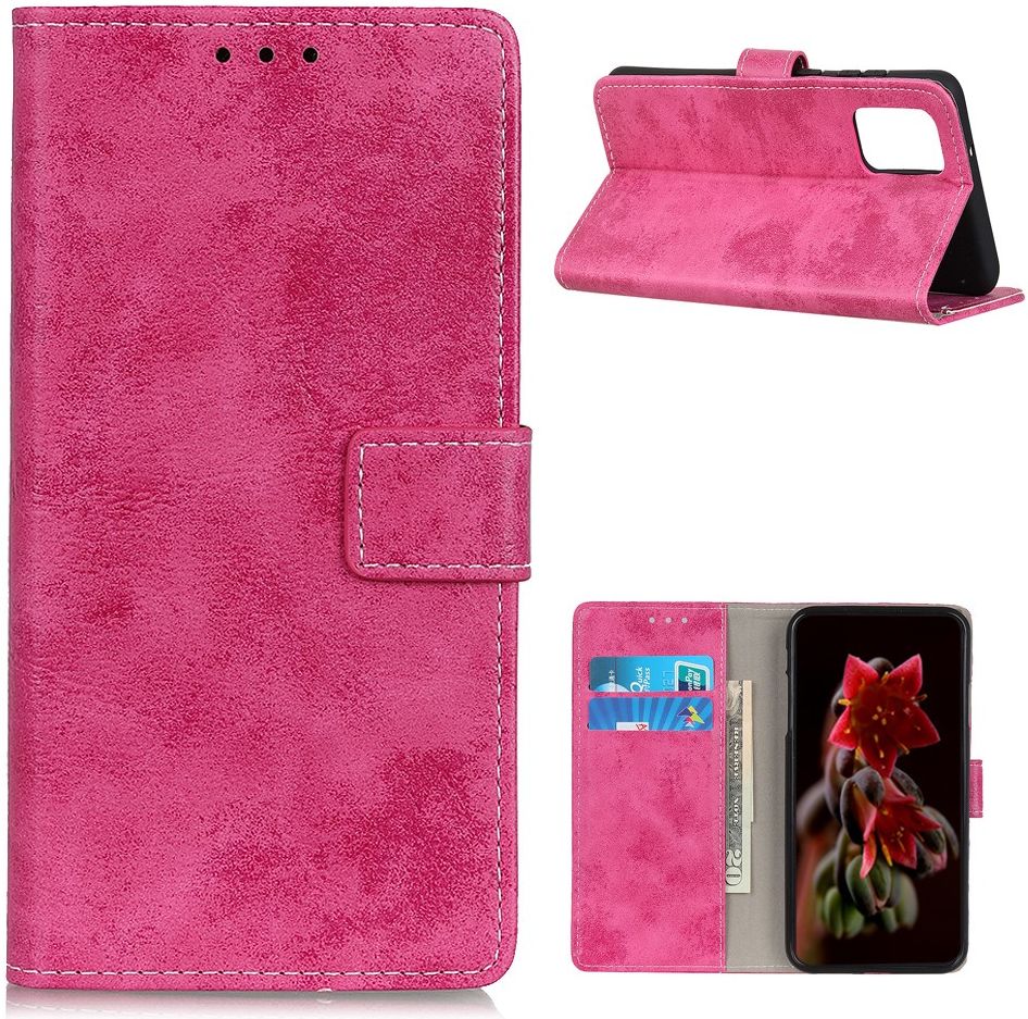 OnePlus 8T Book Case Hoesje Retro Wallet Roze afbeelding 4