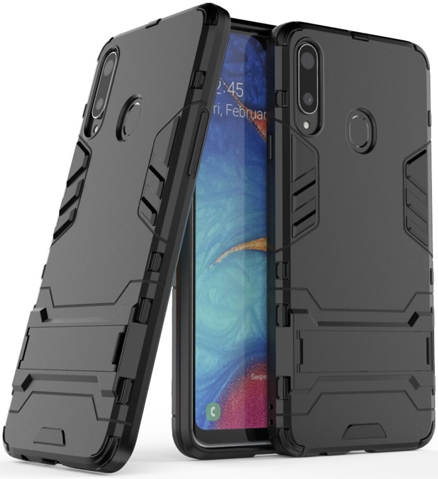 Samsung Galaxy A20s Hybride Hoesje met Kickstand Zwart afbeelding 2