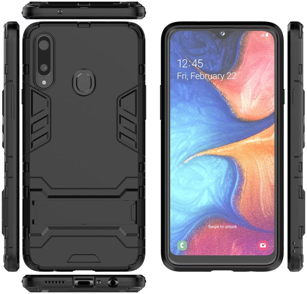 Samsung Galaxy A20s Hybride Hoesje met Kickstand Zwart afbeelding 9