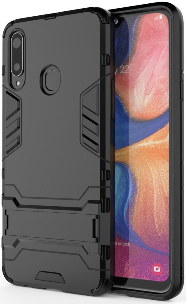 Samsung Galaxy A20s Hybride Hoesje met Kickstand Zwart afbeelding 1