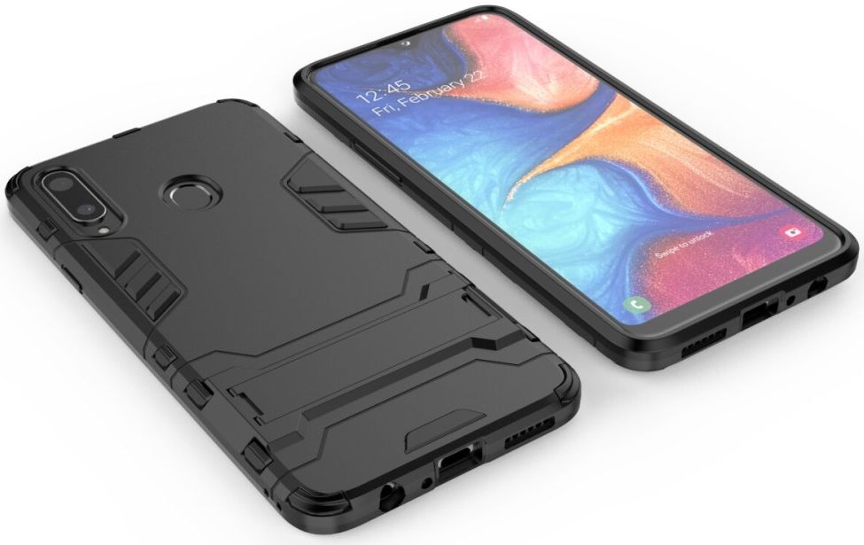 Samsung Galaxy A20s Hybride Hoesje met Kickstand Zwart afbeelding 4
