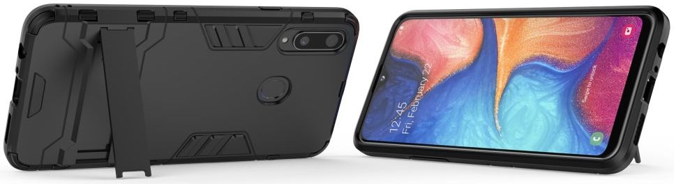 Samsung Galaxy A20s Hybride Hoesje met Kickstand Zwart afbeelding 5