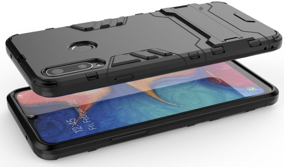 Samsung Galaxy A20s Hybride Hoesje met Kickstand Zwart afbeelding 7