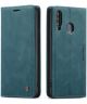 Samsung Galaxy A20s Portemonnee Stand Hoesje Kunstleer Blauw
