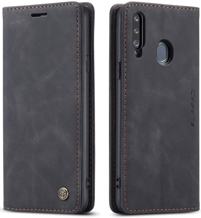 Samsung Galaxy A20s Portemonnee Stand Hoesje Kunstleer Zwart afbeelding 3