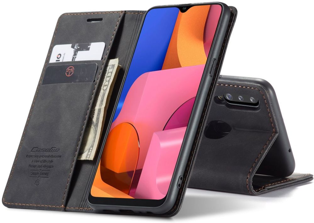 Samsung Galaxy A20s Portemonnee Stand Hoesje Kunstleer Zwart afbeelding 14