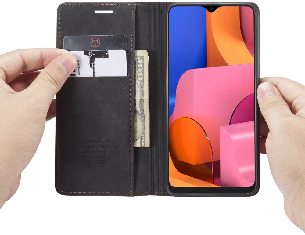 Samsung Galaxy A20s Portemonnee Stand Hoesje Kunstleer Zwart afbeelding 1