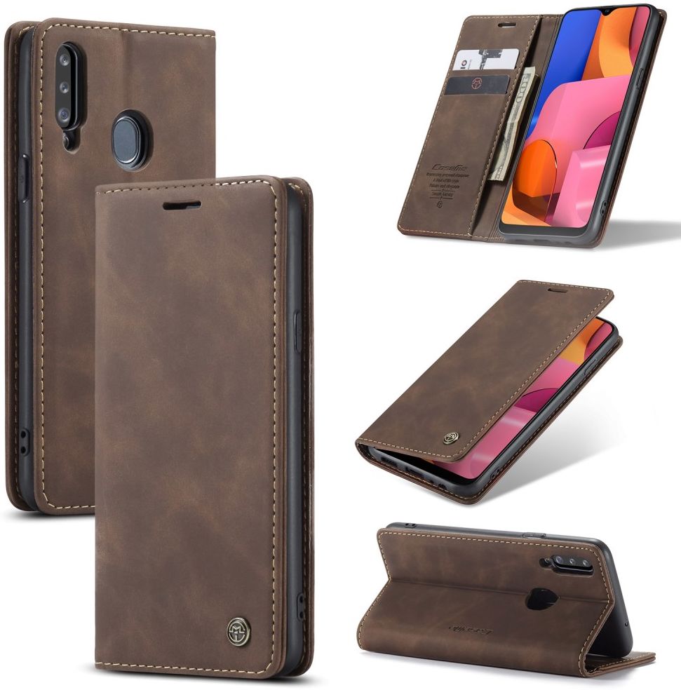 Samsung Galaxy A20s Portemonnee Stand Hoesje Kunstleer Coffee afbeelding 15