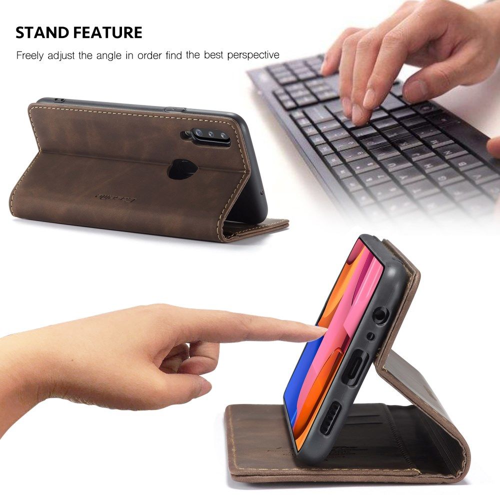 Samsung Galaxy A20s Portemonnee Stand Hoesje Kunstleer Coffee afbeelding 8