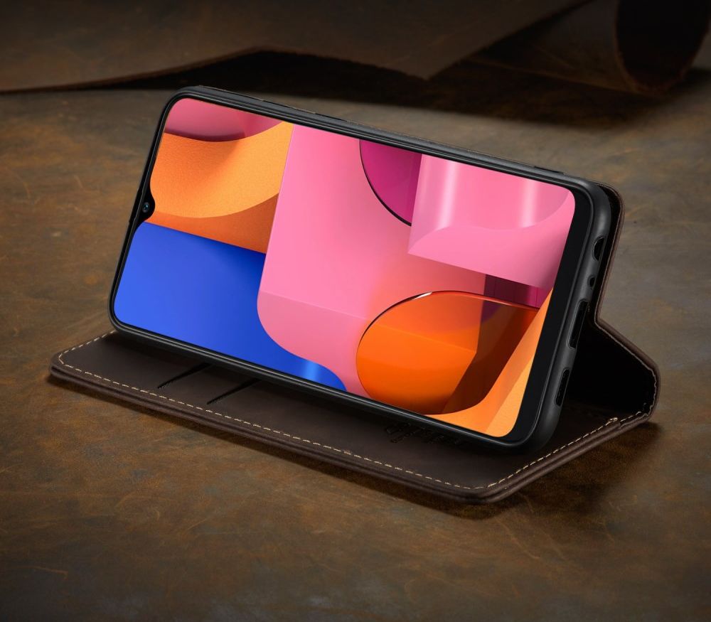 Samsung Galaxy A20s Portemonnee Stand Hoesje Kunstleer Coffee afbeelding 4