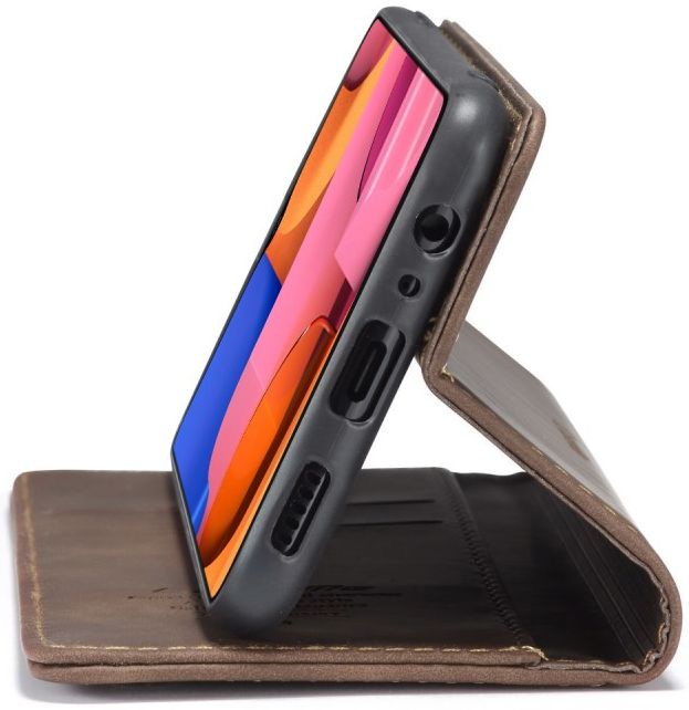 Samsung Galaxy A20s Portemonnee Stand Hoesje Kunstleer Coffee afbeelding 5