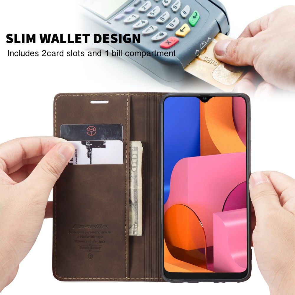 Samsung Galaxy A20s Portemonnee Stand Hoesje Kunstleer Coffee afbeelding 11