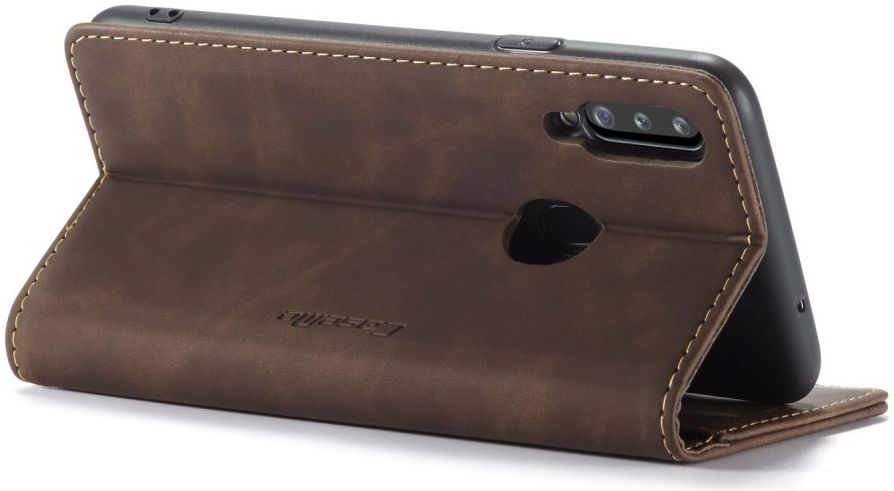 Samsung Galaxy A20s Portemonnee Stand Hoesje Kunstleer Coffee afbeelding 14