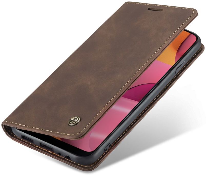 Samsung Galaxy A20s Portemonnee Stand Hoesje Kunstleer Coffee afbeelding 2