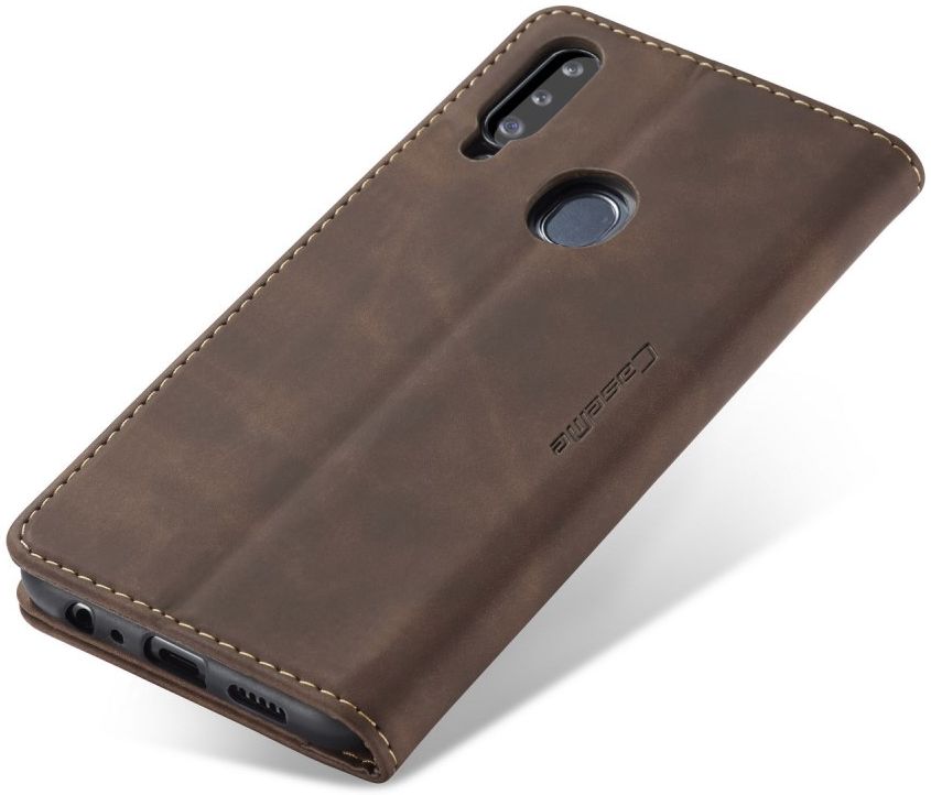 Samsung Galaxy A20s Portemonnee Stand Hoesje Kunstleer Coffee afbeelding 6