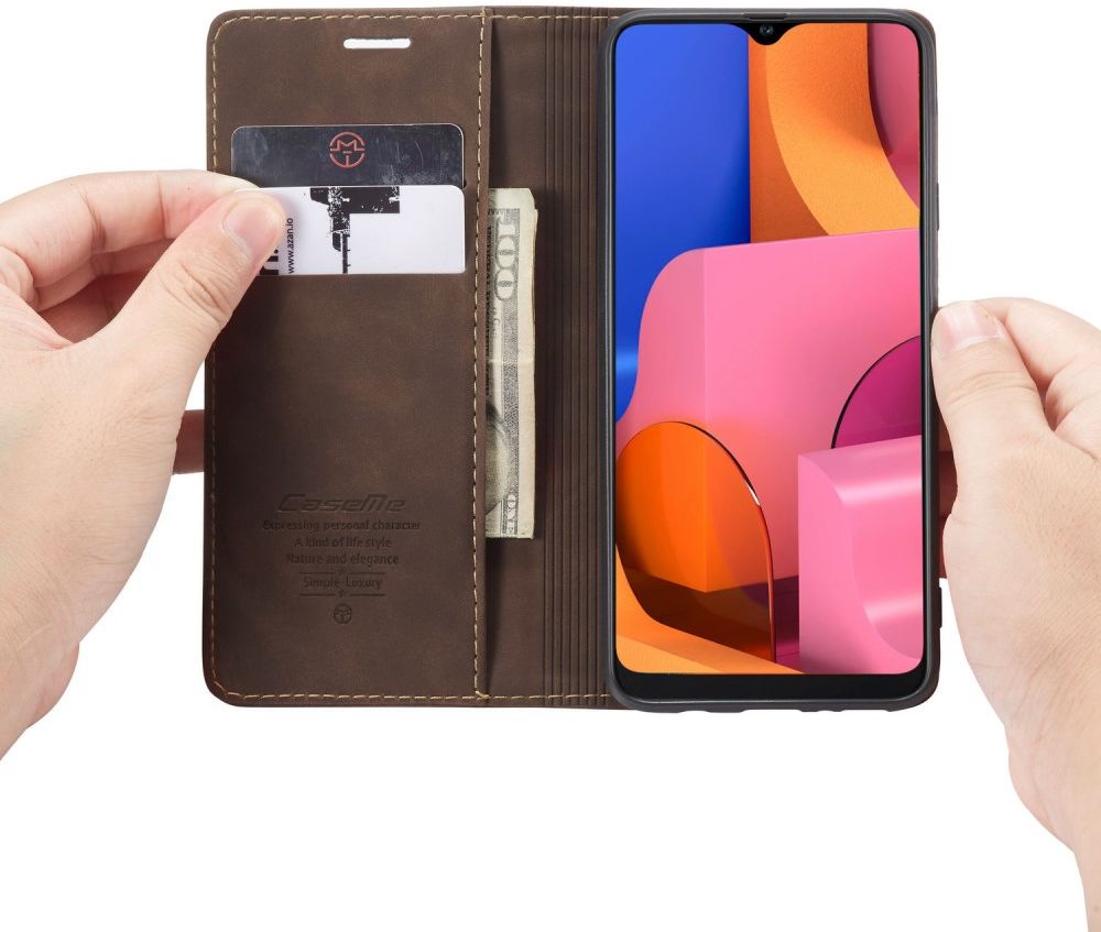 Samsung Galaxy A20s Portemonnee Stand Hoesje Kunstleer Coffee afbeelding 1