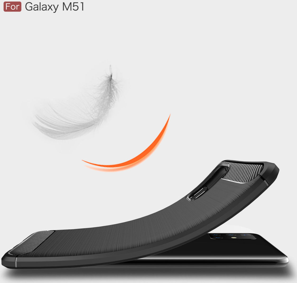 Samsung Galaxy M51 Hoesje Geborsteld TPU Carbon Fiber Zwart afbeelding 4