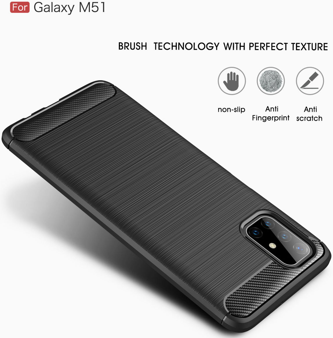 Samsung Galaxy M51 Hoesje Geborsteld TPU Carbon Fiber Zwart afbeelding 6