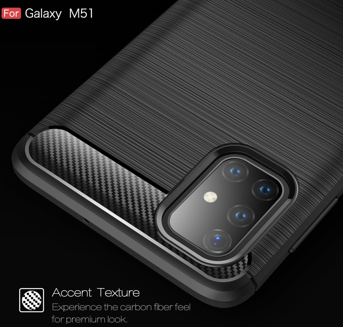 Samsung Galaxy M51 Hoesje Geborsteld TPU Carbon Fiber Zwart afbeelding 7