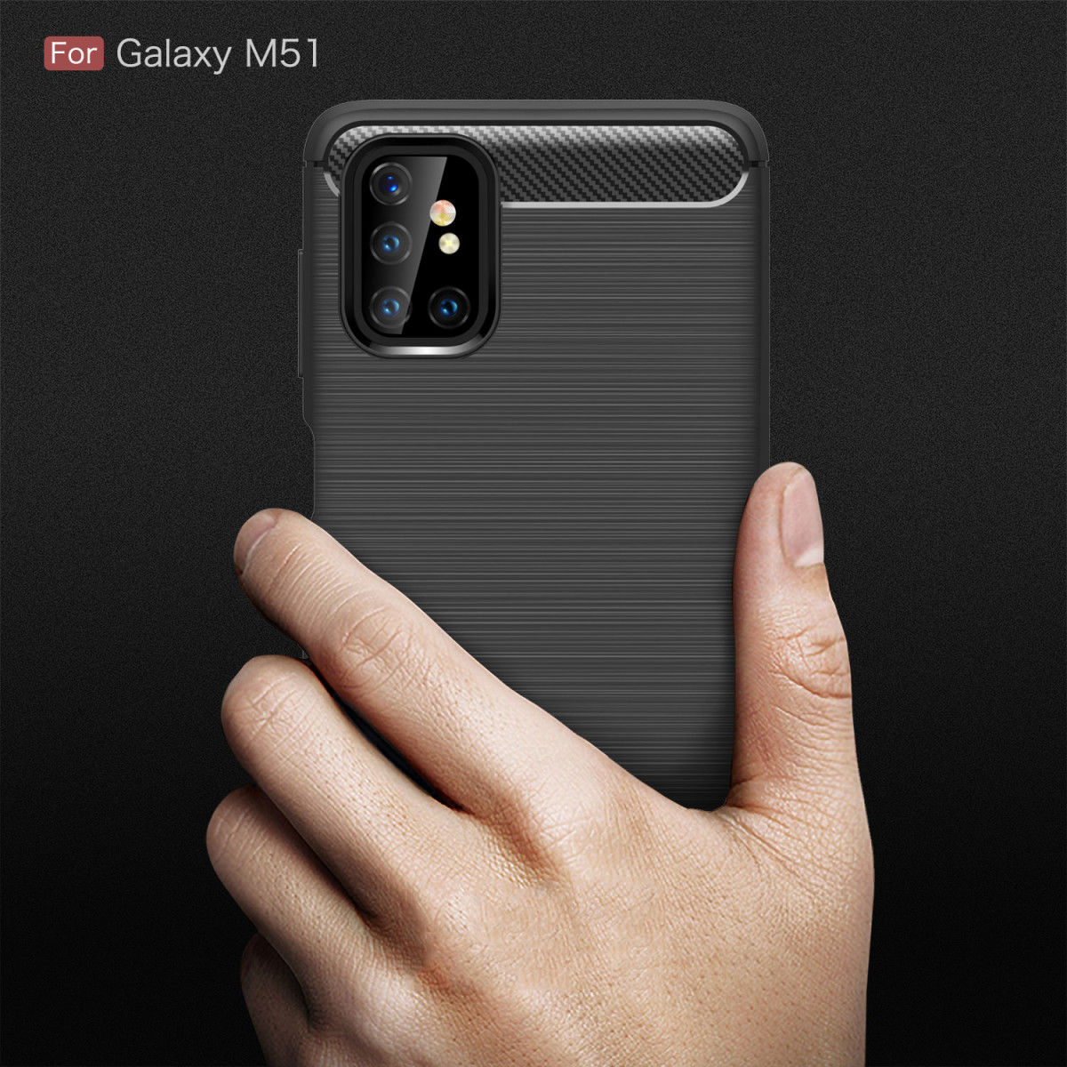 Samsung Galaxy M51 Hoesje Geborsteld TPU Carbon Fiber Zwart afbeelding 10