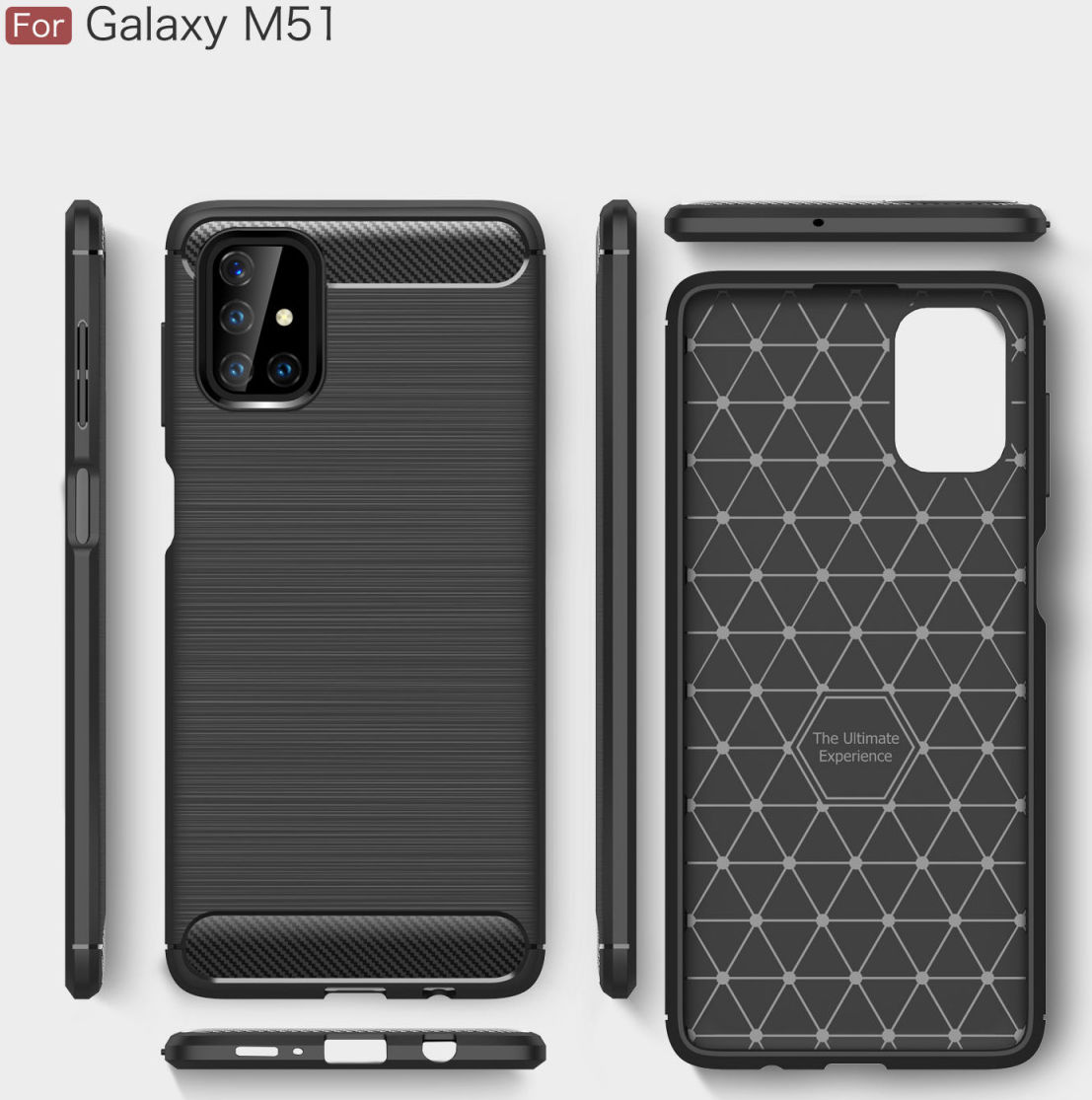 Samsung Galaxy M51 Hoesje Geborsteld TPU Carbon Fiber Zwart afbeelding 11