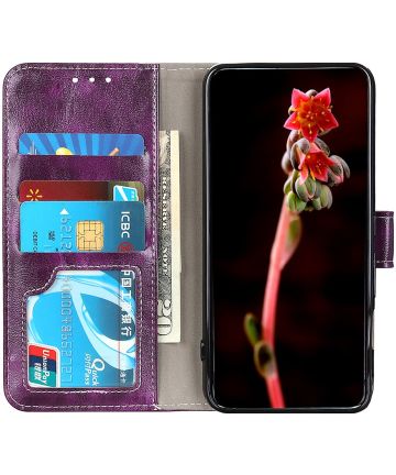 Samsung Galaxy M51 Crazy Horse Portemonnee Stand Hoesje Paars Hoesjes