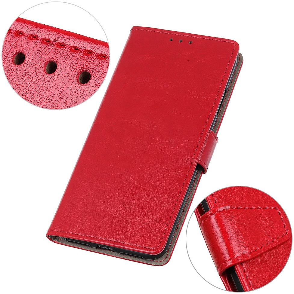 Motorola Moto G9 Plus Crazy Horse Portemonnee Stand Hoesje Rood afbeelding 5