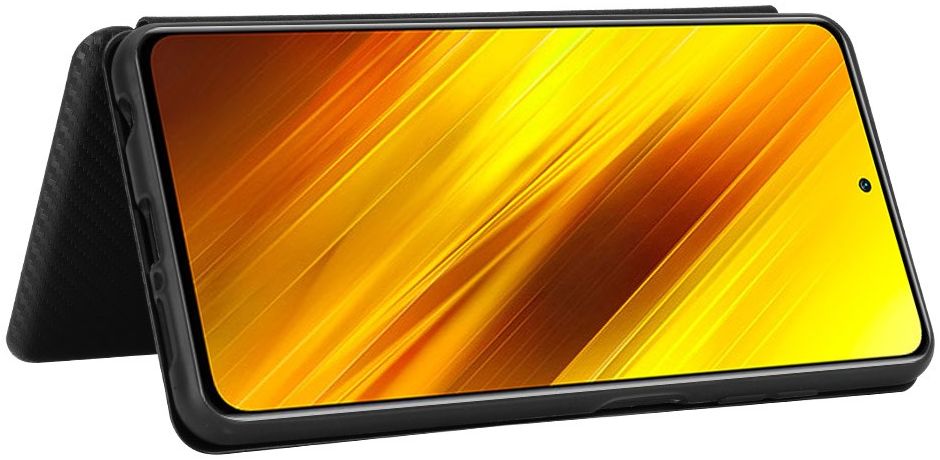 Xiaomi Poco X3 / X3 Pro Hoesje Carbon Fiber Book Case Zwart afbeelding 4