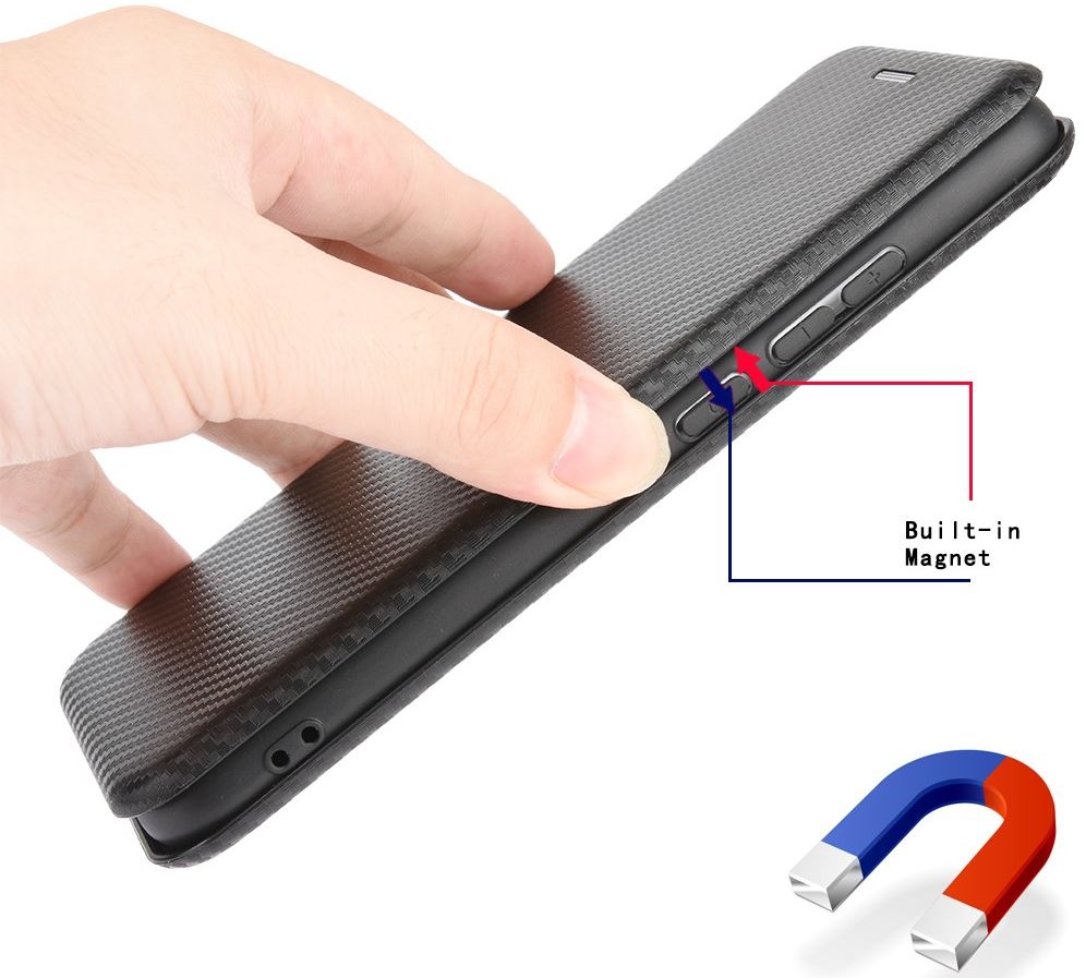 Xiaomi Poco X3 / X3 Pro Hoesje Carbon Fiber Book Case Zwart afbeelding 12