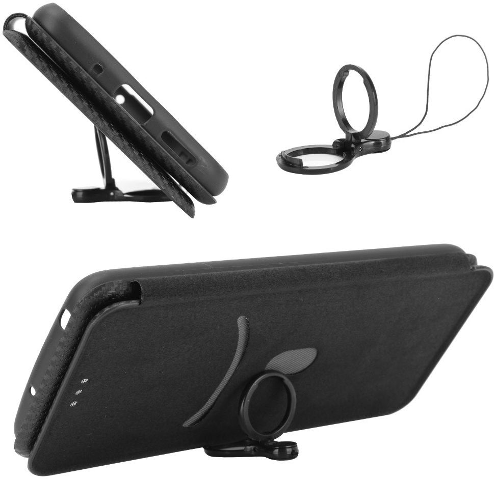 Xiaomi Poco X3 / X3 Pro Hoesje Carbon Fiber Book Case Zwart afbeelding 8