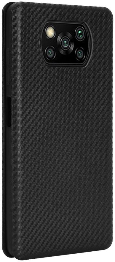 Xiaomi Poco X3 / X3 Pro Hoesje Carbon Fiber Book Case Zwart afbeelding 2