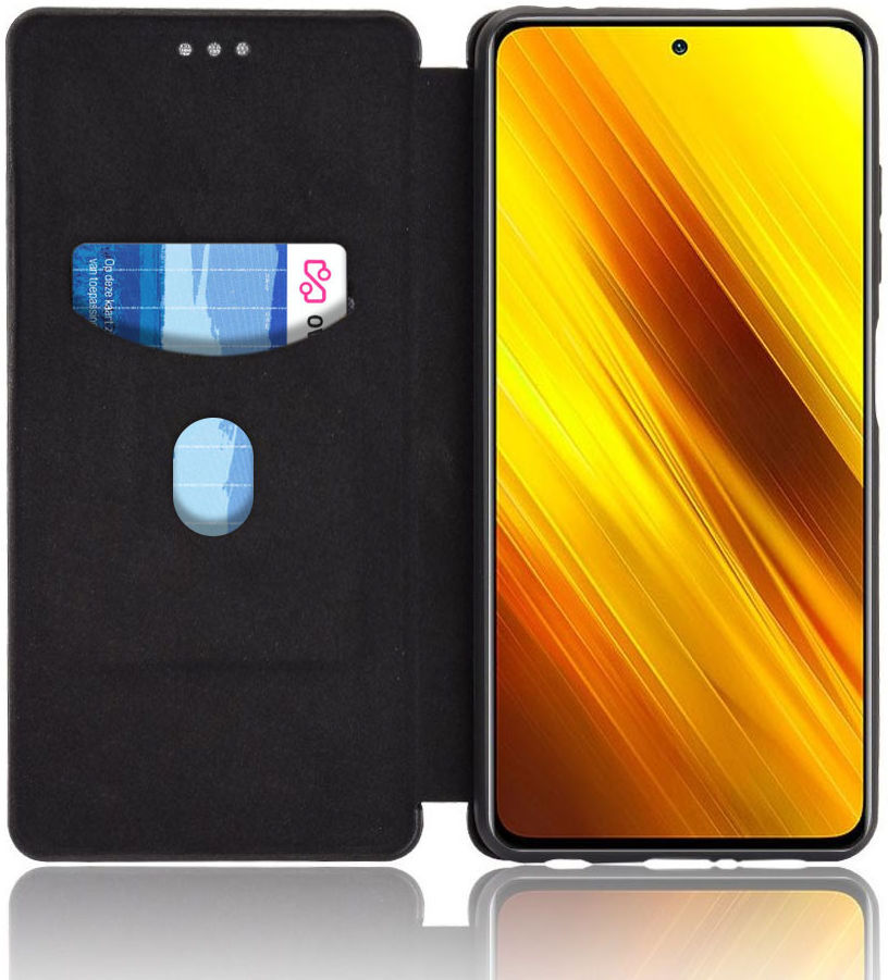 Xiaomi Poco X3 / X3 Pro Hoesje Carbon Fiber Book Case Zwart afbeelding 1