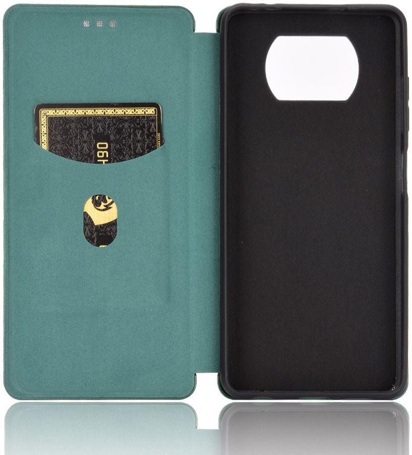 Xiaomi Poco X3 / X3 Pro Hoesje Carbon Fiber Book Case Groen afbeelding 7