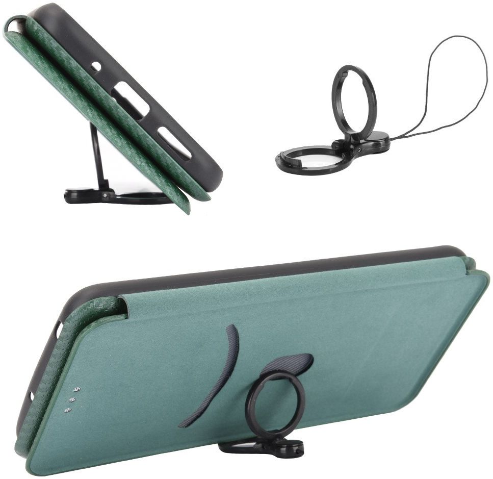 Xiaomi Poco X3 / X3 Pro Hoesje Carbon Fiber Book Case Groen afbeelding 8