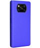 Xiaomi Poco X3 / X3 Pro Hoesje Carbon Fiber Book Case Blauw