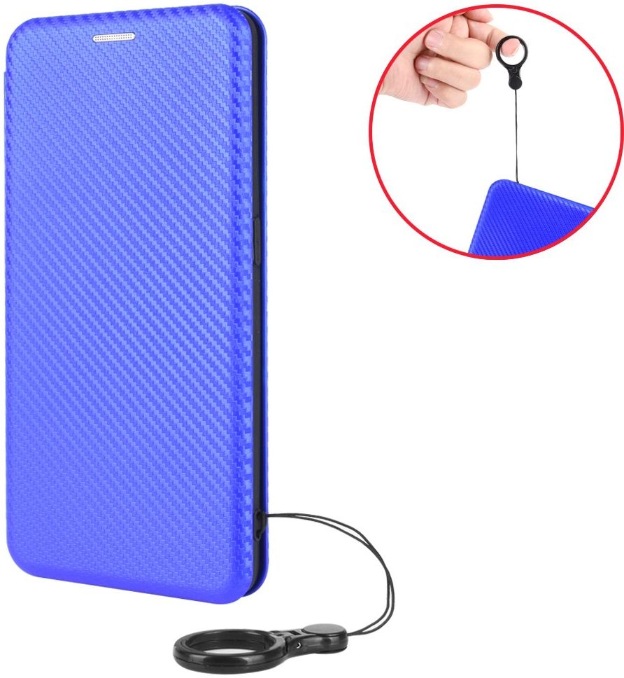 Xiaomi Poco X3 / X3 Pro Hoesje Carbon Fiber Book Case Blauw afbeelding 5