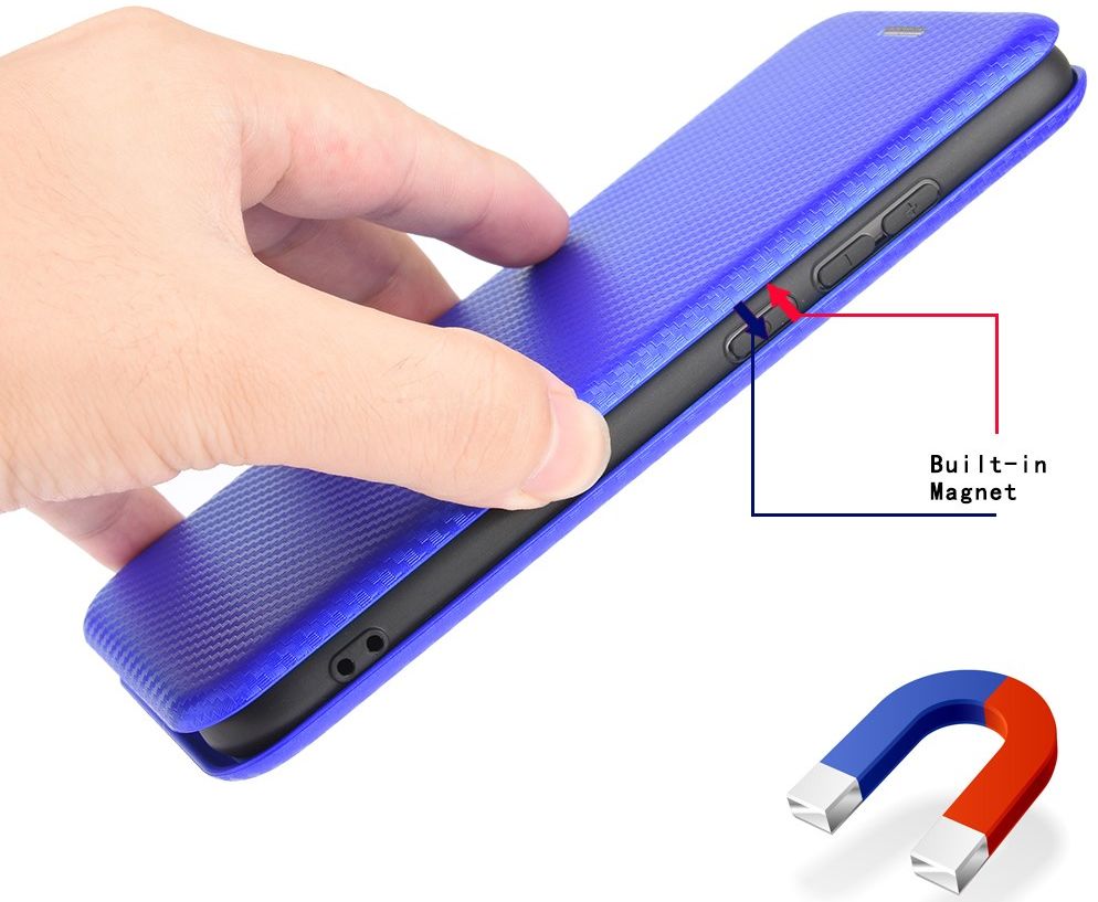 Xiaomi Poco X3 / X3 Pro Hoesje Carbon Fiber Book Case Blauw afbeelding 6