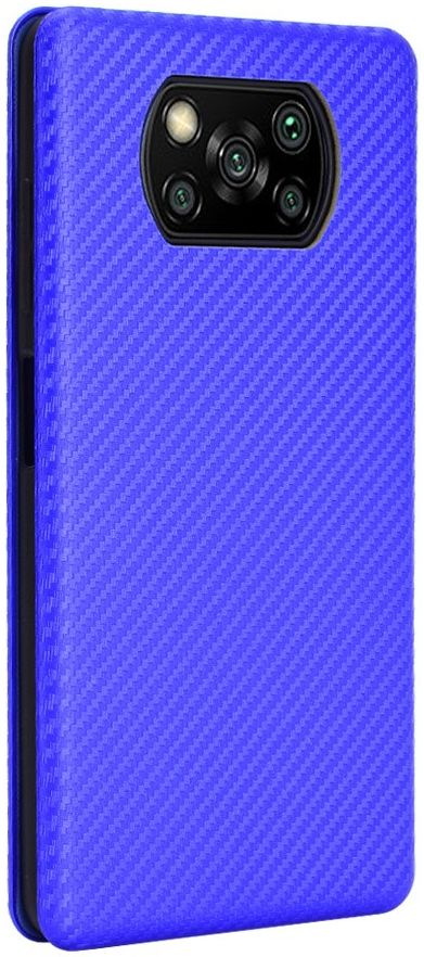 Xiaomi Poco X3 / X3 Pro Hoesje Carbon Fiber Book Case Blauw afbeelding 2