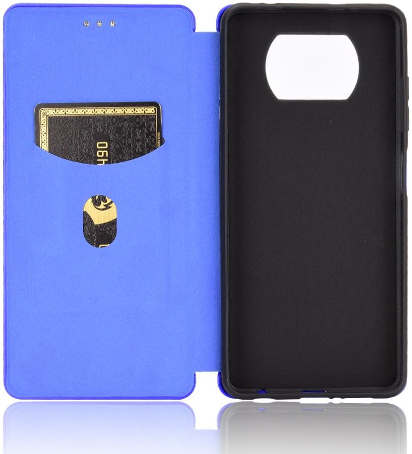 Xiaomi Poco X3 / X3 Pro Hoesje Carbon Fiber Book Case Blauw afbeelding 9